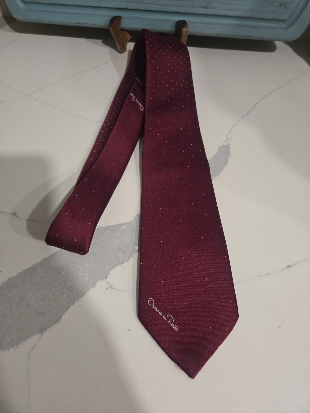Oscar de la Renta Wine Dot Silk Tie